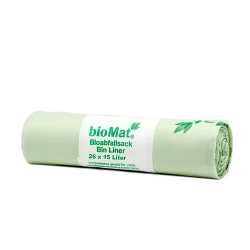 Bio Müllbeutel Natura Biomat mit Henkel, 20 L - Kompostierbar und Praktisch - Hochwertige, kompostierbare Müllbeutel auf Stärkebasis, Made in Germany. Mit praktischem Henkel für hygienische Abfallsammlung und einfache Handhabung. Ideal für umweltbewusste Haushalte.