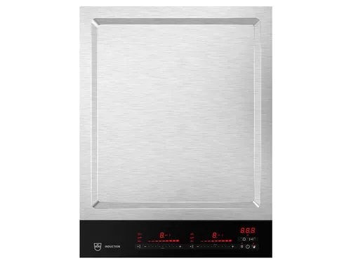 V-ZUG 3114000001 CookTop Teppan Yaki I40 Edelstahl - Kochfeld mit 10 Jahren Hersteller-Garantie, verbindet zwei Kochzonen auf Knopfdruck und bietet automatische Temperaturkontrolle für perfekte Ergebnisse bei Gemüse, Fisch und Fleisch.