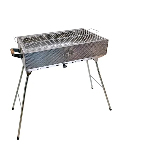 Grillpeter Holzkohlegrill Mangal Set Taschkent mit 11er Drehspieß - Mangal Schaschlikgrill aus Edelstahl, klappbar und freistehend, ideal für schmackhafte Grillabende mit 11 Spießen und einem großzügigen Grillbereich von 57x28 cm.