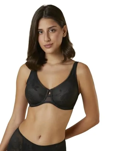Triumph BH Wild Rose Sensation W01 Schwarz F 95 Damen - Funktionsunterwäsche mit innovativem Minimizer-Effekt für eine optisch reduzierte Brust und perfekten Halt. Der elegante BH bietet maximalen Komfort durch 3D-Bügel und breite, verstellbare Träger.