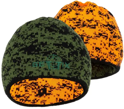 La Chasse® Wendemütze Pixelcamo - mollig warm in Signalorange/Oliv - Strickmützen für Herren, wendbar von grün auf orange Pixelcamo für individuellen Stil und optimalen Tragekomfort, ideal für kühle Jahreszeiten.