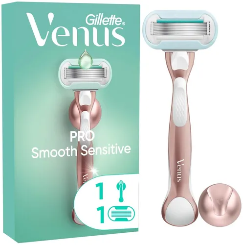 Gillette Venus Pro Smooth Sensitive Damenrasierer - Damenrasierer für empfindliche Haut, mit 1 Klinge und Duschhänger für eine mühelose Anwendung. Genieße die verwöhnende Glätte, die Deine Haut verdient!