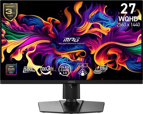 MSI MPG 271QR QD-OLED X50 Gaming Monitor 27 Zoll WQHD - Erleben Sie atemberaubende Farben und blitzschnelle Reaktionszeiten mit diesem 27 Zoll QD-OLED Gaming Monitor. Ideal für Gamer, die höchste Ansprüche an Bildqualität und Leistung stellen.