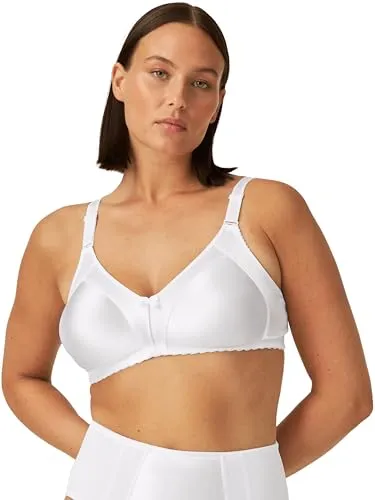 NATURANA BH Heritage Minimizer Soft Bra Weiß B 90 - Funktionsunterwäsche mit optischer Brustverkleinerung um bis zu eine Körbchengröße. Bequeme Passform, breitere verstellbare Träger und elegantes Satin-Finish für täglichen Komfort und stilvolles Tragen.