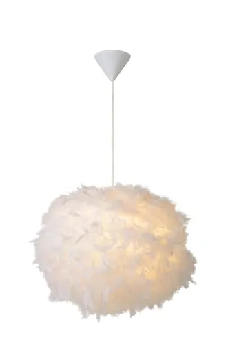 Pendelleuchte GOOSY SOFT - DH 50x45 cm - Lampen, Höhenverstellbar von 45-175 cm, kombiniert funktionale Beleuchtung mit einem ansprechenden Design aus Baumwolle und Federn für eine gemütliche Atmosphäre.