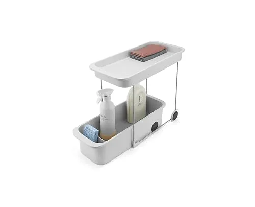 Joseph Joseph CupboardStore 2-stufiger Küchenwagen mit Rollen - Platzsparender Küchenwagen mit zwei Etagen und praktischen Rollen für einfachen Zugriff. Ideal zur organisierten Aufbewahrung unter dem Waschbecken und aus mindestens 50% recyceltem Kunststoff.