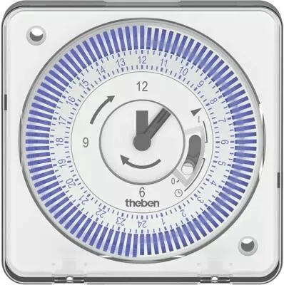 Theben SYN 164 FME Analoge Zeitschaltuhr 1 Kanal - Analoge Zeitschaltuhr mit Tagesprogramm und netzsynchroner Steuerung, kürzeste Schaltzeit von 15 Minuten, ideal für präzise Zeitsteuerung in Ihrem Zuhause oder Büro.