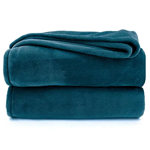 heimtexland Kuscheldecke flauschig Flanell Wohndecke warm Oekotex Tagesdecke Überwurf Sofadecke fusselfrei Fleecedecke Super Soft Decke 130x170 cm Typ380 Dunkel-Petrol Smaragd