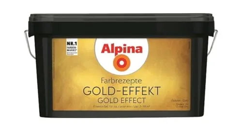 Alpina Farbrezepte GOLD-EFFEKT Set - Farben Set für kreative Projekte, schimmernder Gold-Effekt mit echten Perlglanzpigmenten, ideal für 7–10m², wasserverdünnbar und geruchsarm.