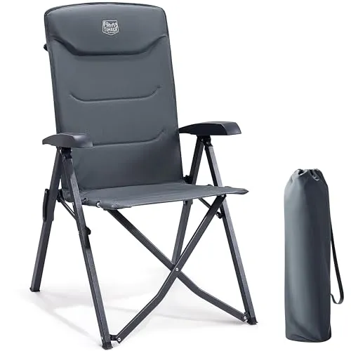 TIMBER RIDGE Faltbarer Campingstuhl - Hohe Lehne, 150kg Tragkraft - Camping-Stuhl mit verstellbarer hoher Lehne in 4 Positionen für maximalen Komfort. Ideal für Camping, Garten oder Balkon - kompakt und leicht zu transportieren.