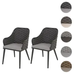 2er-Set Aluminium-Gartenstuhl HWC-O16 - Bequeme Outdoor Stühle mit Rope-Design - Gartenstühle mit extra dickem, elastischem Seilgeflecht aus strapazierfähigem Olefin. Wasserabweisend und UV-beständig – ideal für Terrasse und Balkon. Genießen Sie höchsten Sitzkomfort!