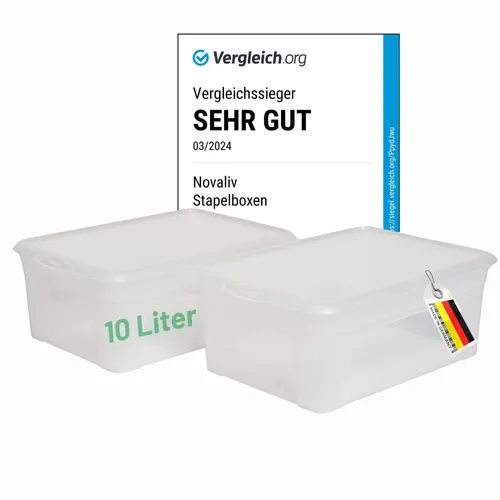 2x Aufbewahrungsbox 10l Stapelbox Plastikbox transparent Kunststoff mit Deckel Schuhbox Schuhkasten plastic storage Box multibox 37cm
