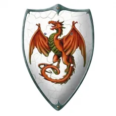 holzspielerei Ritterschild - Drache 279430 - Robustes Ritterschild mit Drachenmotiv, 49x32 cm groß, ideal für fantasievolles Spielen und Abenteuer im Kinderzimmer.