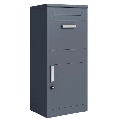 ESTEXO Paketkasten Premium - Standbriefkasten in Anthrazit - Kombinierte Paketbox und Briefkasten, witterungsbeständig aus pulverbeschichtetem Stahl. Großes Fassungsvermögen für Briefe und Pakete, mit sicherem Schloss für optimale Aufbewahrung.
