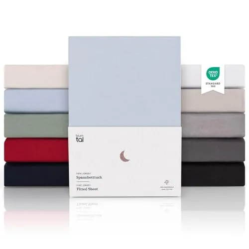 Blumtal Premium Spannbettlaken 90x 200 - Superweiches 100% Baumwolle Spannbetttuch, bis 25cm Matratzenhöhe, Hellblau