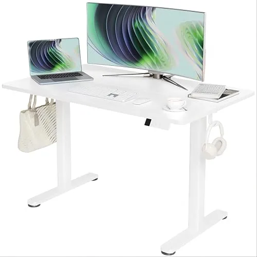 Claiks Höhenverstellbarer Elektrischer Schreibtisch 120x60 cm - Ergonomischer, elektrischer Schreibtisch mit stabiler Stahlkonstruktion. Ideal für eine flexible Arbeitsumgebung, bietet er eine verstellbare Höhe von 72 bis 118 cm und ist perfekt für Homeoffice und Büro.