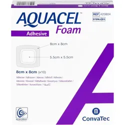 Aquacel Foam Adhäsiv 8x8 cm Verband - 10 Stück - Kompressen & Verbände - Hochabsorberender, selbsthaftender Verband für schnelle Wundheilung und optimalen Schutz.