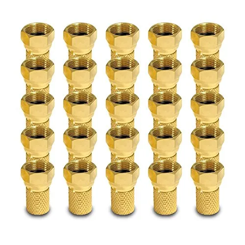 ARLI 25 F-Stecker vergoldet 7 – 7,4 mm – Sat Antennen TV Koaxialstecker mit breiter Mutter & Dichtring | Für LNB Multischalter Receiver Antennentechnik