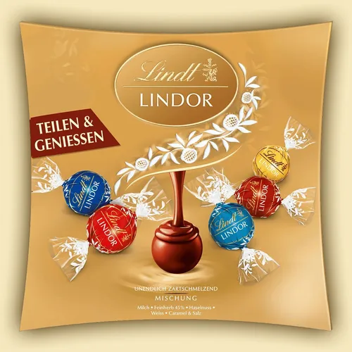 Lindt Pralinen Lindor Mischung, 250g - 19 zartschmelzende Kugeln - Schokoladen-Geschenkideen mit 5 köstlichen Sorten, einzeln verpackt und alkoholfrei – perfekt für jeden Anlass!