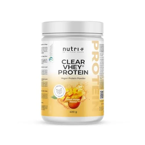 nutri+ Clear VHEY 400g - Proteinpulver in 4 Geschmacksrichtungen - Sportnahrung, vegan und ideal nach dem Training für eine erfrischende Protein-Limonade.