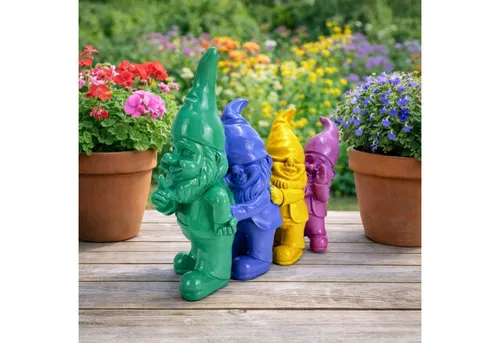 Online-Fuchs Gartenfigur Wichtel Polonaise - Bunte Deko für den Außenbereich - Diese fröhliche Gartenfigur mit vier charmanten Wichteln sorgt für gute Laune in Ihrem Garten. Wetterfest und in modernen Farben, ist sie ein echter Blickfang auf Terrasse und Balkon.