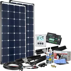 Offgridtec 240W 12V MPPT Premium XL Wohnmobil Komplettset EBL-Option - Komplettes Solar-Set für Wohnmobile mit 2 hocheffizienten 120W SP-Ultra Solarmodulen und innovativem Dual-Laderegler für maximale Erträge und einfache Installation.