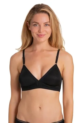 Dorina Damen Tiffany Kabelloser BH mit Volle Abdeckung – Gestreiftes Jersey-Gewebe mit Ladder-Elastikdetails und Verstellbaren Trägern, Schwarz