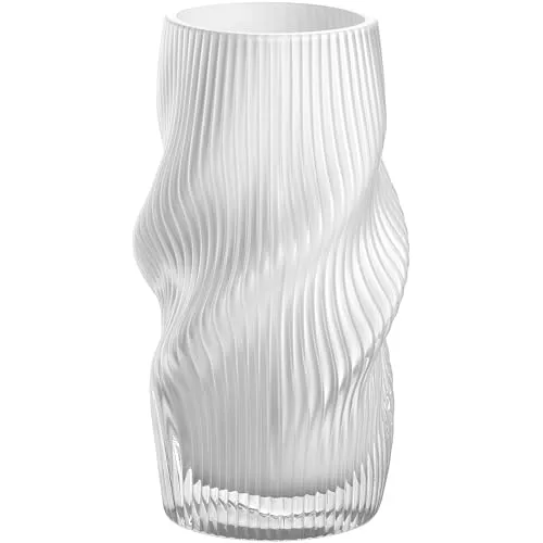 LEONARDO HOME Verdi Vase - Kunstvolle Tischdeko - Vasen für elegantes Wohnen mit geschwungenem Design, ideal für Blumensträuße oder als stilvolles Deko-Objekt. Höhe 19,4 cm, weiß, aus hochwertigem Farbglas.