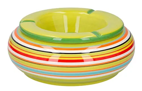 XXL-Wind-Aschenbecher mit abnehmbarem Deckel, grün - Praktischer Keramik Sturmaschenbecher für Innen- und Außenbereich, windgeschützt und mit einfachem Reinigungssystem. Ideal für Garten und Terrasse!