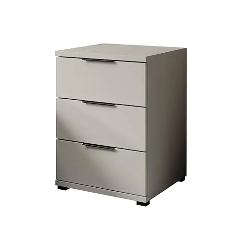 SMILLA Nachtkommode mit 3 Schubkästen in Kaschmir - Elegante Nachtkommode mit 3 praktischen Schubkästen (ca. 46x61x42 cm) in hellbrauner Kaschmir-Optik. Ideal für Schlafzimmer oder Wohnzimmer, bietet ausreichend Stauraum und verleiht jedem Raum einen modernen Akzent.