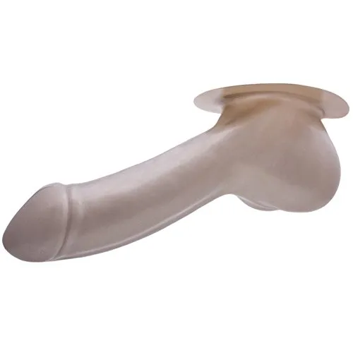 TOYLIE Latex Penishülle Adam Schaftlänge: 13cm silber mit Basisplatte zum ankleben an Latexkleidung - Penis-Sleeve mit Hodensack und ausgeprägter Eichel - MADE IN GERMANY