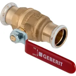 Geberit Mapress Kugelhahn 54 mm mit Pressmuffe aus Messing - Hochwertiger Mapress-Kugelhahn für zuverlässige Verbindungen, ideal für den professionellen Einsatz in Sanitärinstallationen.