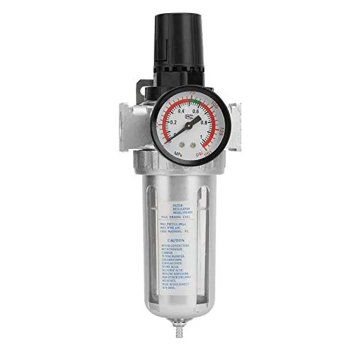 DEWIN Druckminderer Druckluft, Wasserabscheider Druckluft BSP 1/2 Zoll Luftkompressor Feuchtigkeitsfallen Filterregler mit Montageanschluss
