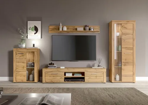 INOSIGN Wohnwand Aosta, 4-tlg. - Stilvolle Anbauwand mit viel Stauraum - Wohnwände: Das 4-tlg. Set »Aosta« bietet eine elegante Kombination aus Vitrine, Lowboard und Wandboard. Flexible Montagemöglichkeiten und modernes Design machen es ideal für individuelle Wohnkonzepte.