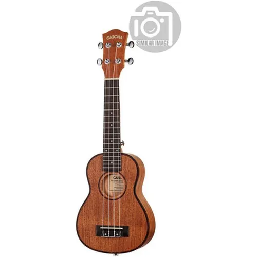 Cascha Premium Sopran Mahagoni Linkshänder Ukulele Set - Sonstige Zupfinstrumente, hochwertiges Mahagoni-Set für Linkshänder mit Aquila Saiten, ideal für Einsteiger & Fortgeschrittene, inkl. Tasche & Plektren.