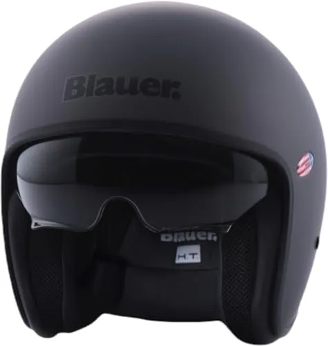 Blauer Pilot 1.1 Mono 06 Jethelm, schwarz-grau, Größe XL - Robuster Jethelm aus Fiberglas mit optimalem Tragekomfort. Ideal für Herren, ausgestattet mit einem praktischen Ratschenverschluss und Schnellverschluss-System.