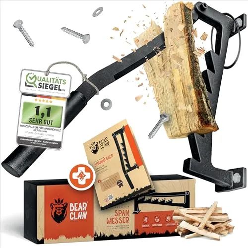BearClaw manueller Holzspalter zur Wandmontage - Anzündholz Spalter für Indoor & Outdoor - 🔨Effizienter Holzspalter für Anzündholz - Mit sicherer Handhabung und ergonomischem Design. Ideal für Innen- und Außenbereiche, robust und wetterfest. Inkl. Montagezubehör und Anleitung für einfache Installation.