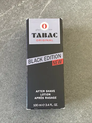 Tabac Original Black Edition After Shave Lotion 100ml - Hochwertige Aftershave-Lotion mit 100 ml Inhalt, ideal für die tägliche Pflege. Genießen Sie den markanten Duft der Black Edition für ein frisches Gefühl nach der Rasur.