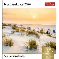 Nordseeküste Sehnsuchtskalender 2026 - Wochenkalender mit 53 Postkarten