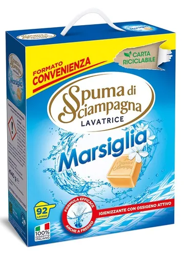 Lavatrice Fustino Marsiglia Waschmittel 92 Wäschen - Spuma di Sciampagna - Waschmittel für 92 Wäschen, entfernt effektiv Flecken und sorgt für frischen Duft. Sanft zu Textilien, ideal für saubere und duftende Wäsche.
