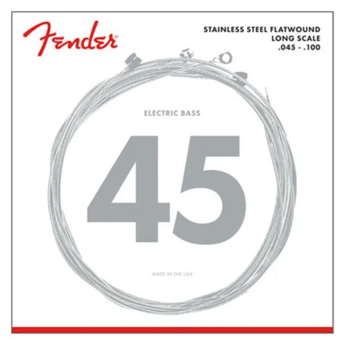 Fender Stainless 9050's Bass Strings - Stainless Steel Flatwound Saiten für E-Bässe, bieten warmen Klang und hohe Langlebigkeit in den Stärken .045-.100
