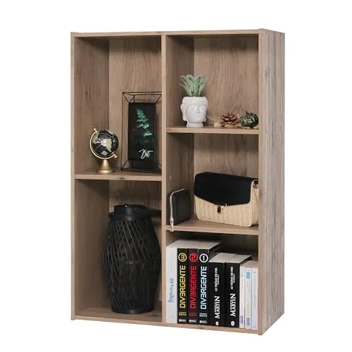 Iris Ohyama Bücherregal 5 Etagen, Aschbraun - Modulares Bücherregal mit 5 Etagen, platzsparend und vielseitig einsetzbar für Wohnzimmer, Büro oder Schlafzimmer. Einfache Montage und FSC-zertifiziertes Holz für nachhaltigen Genuss.