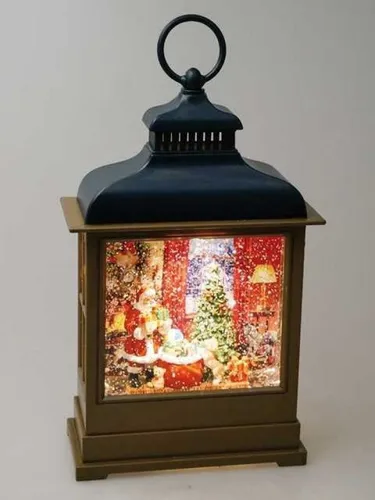 Musicboxworld MMM GmbH 63010 Spieluhr - Schneekugel Laterne Santa - Weihnachtliche Schneekugeln mit zauberhaftem Santa-Design, perfekt für festliche Dekoration und nostalgische Stimmung im Weihnachtszimmer.