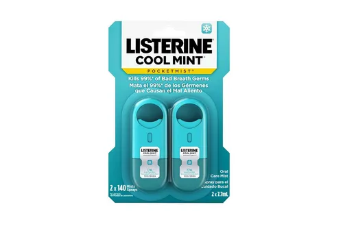 Listerine Cool Mint Pocketmist – Frischer Atem für unterwegs, 2 Stück - Mundspülungen mit praktischen Sprühspendern für frischen Atem jederzeit und überall.