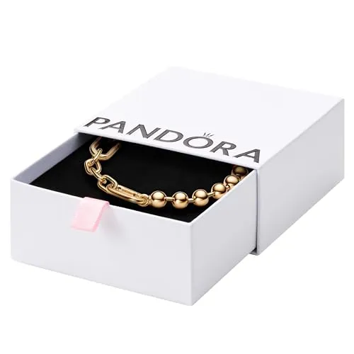PANDORA Moments Schlangen-Gliederarmband mit Herz-Verschluss - Armbänder für Damen, glänzendes Update in Vergoldung mit herzförmigem Verschluss, kompatibel mit bis zu 18 Charms für einen individuellen Look.