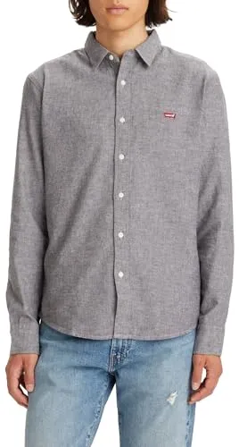 Levi's Herren Hemd Battery Housemark mit Logo, Slim Fit, Grau (Black Agate), XXL