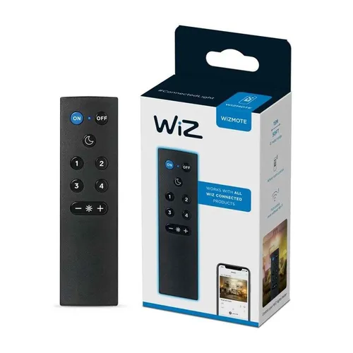 WIZmote Fernbedienung für Smart Home Lichtsteuerung - Die WIZmote Fernbedienung ermöglicht eine einfache kabellose Steuerung Ihrer WiZ Lampen. Genießen Sie maximale Flexibilität mit einer Reichweite von 15 Metern und der Möglichkeit, mehrere Lampen auf einmal zu steuern.