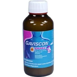 GAVISCON Dual 500 mg / 213 mg / 325 mg Suspension – Bei Sodbrennen und Magendruck – Wirkt bis zu 4 Stunden – 300 ml Flasche