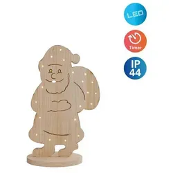 näve LED Dekoobjekt Santa - Weihnachtsdeko aus Holz - Nussknacker - Diese 80 cm hohe Santa Figur ist batteriebetrieben, hat eine integrierte Timerfunktion und sorgt für festliche Stimmung drinnen und draußen.