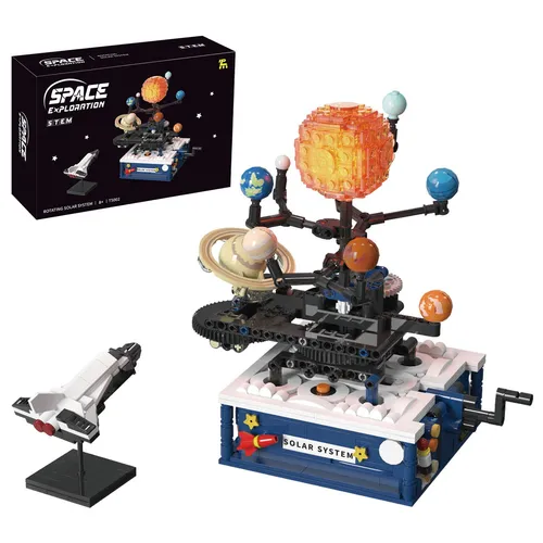 Esun Drehbares Sonnensystem Bauspielzeug, 775 Stück - Spielbausteine für Kinder ab 8 Jahren, fördert Kreativität und räumliches Denken mit einem drehbaren Sonnensystem-Modell.